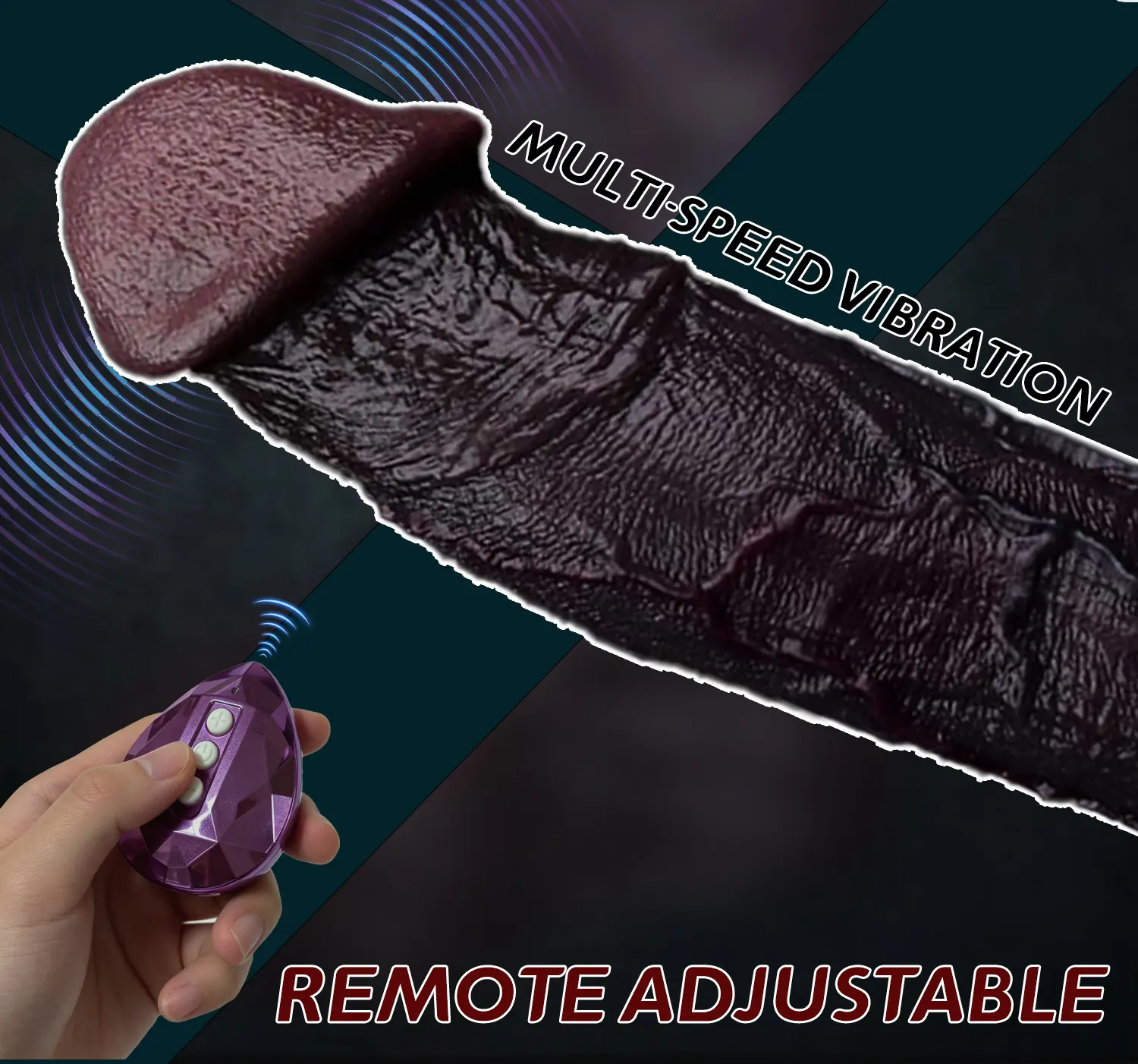 Leo 9.1"×2.2" Huge Black Realistic Silicone Penis Extender | 10 Vibration Modes